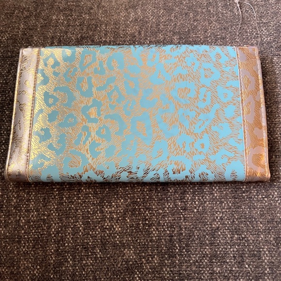 Turquoise & Gold Leopard Print Clutch - Picture 3 of 11